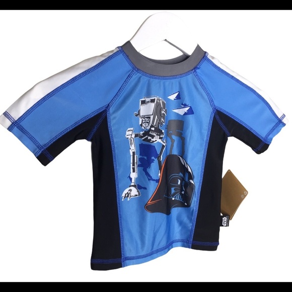 NWT DISNEY STORE Star Wars Darth Vader Print RashGuard Blue Boys Age 3Y - Picture 5 of 8